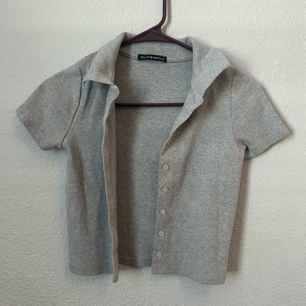 Brandy Melville small button up gray shirt